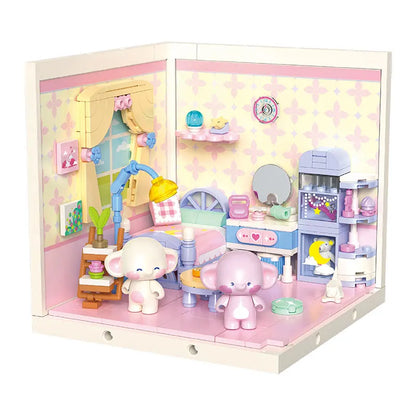 Super town store puzzle building block assembly toy model DIY cottage house model playing house girl