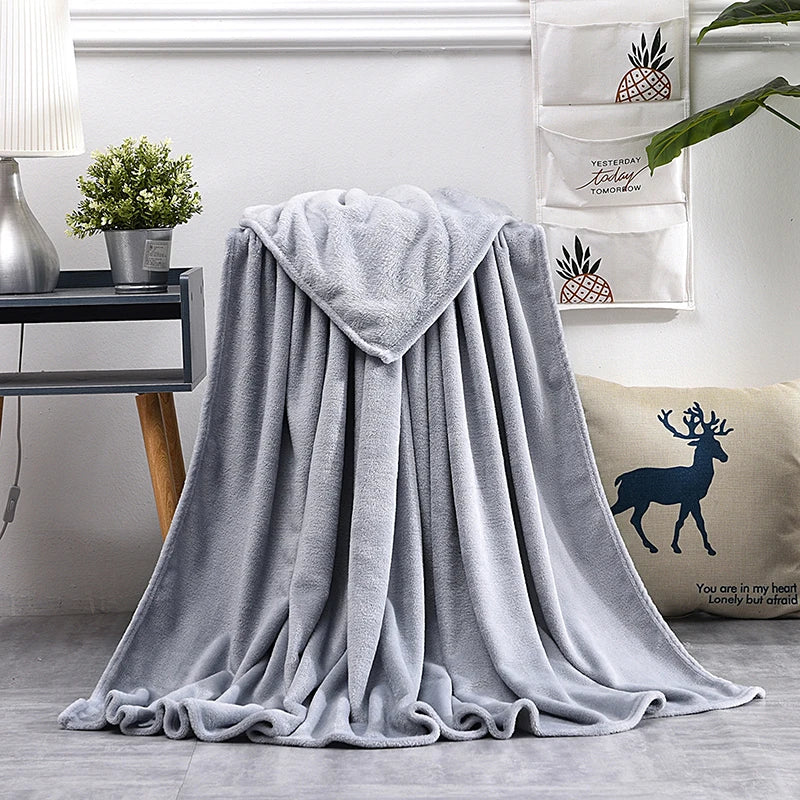 Soft Warm Blankets For Beds Winter Warm Coral Velvet Solid Sofa Cover Bedspread Winter Plaid Blankets Winter Sheet Bedspread