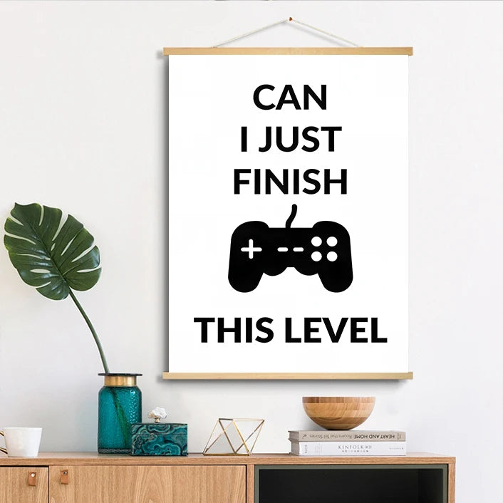 Soild Wood Scroll Hanging Canvas Posters Picture for Boys Room Canvas Wall Art Bedroom Gaming Room Posters Teen Room Decoration