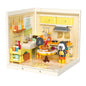 Super town store puzzle building block assembly toy model DIY cottage house model playing house girl
