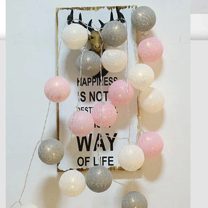 3M 20 LED Cotton Garland Balls Lights String