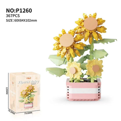 Puzzle Decompressing Building Blocks Toys, Block Toys Decorative Potted Plants,Party Favors,Assembling Blocks DIY Creative Decor