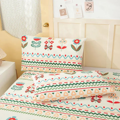 Flower Bed Sheet Set 3Pcs Cotton Thickened