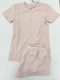 Duck Bear Embroidered Striped T-shirt Pant Set Women Summer 2 Piece Sets Pajama Cute Kawaii Short Sleeve Tees Sweatpant 2025