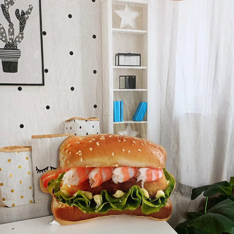 Life like Plush Hamburger Pillow