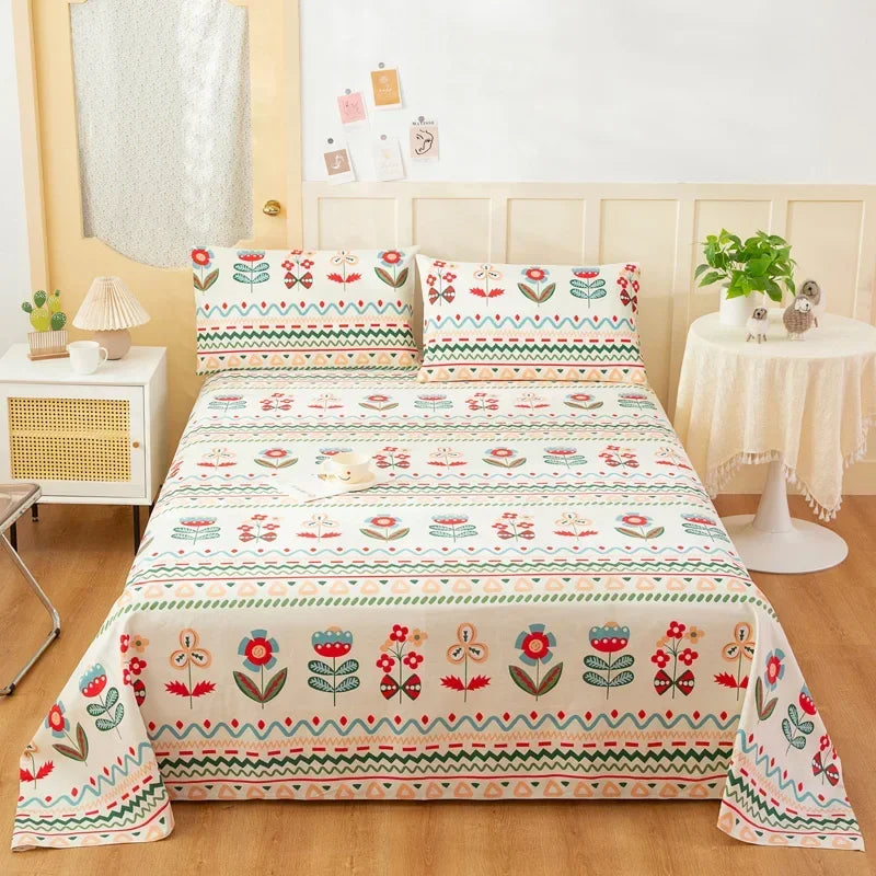 Flower Bed Sheet Set 3Pcs Cotton Thickened