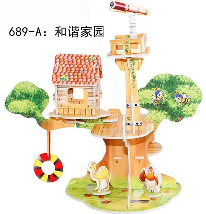 Custom Puzzle Photo Cartoon Castle Princess House 3d Puzzle Jigsaw Learning Educational Toys For Children Personalized Gift Toys
