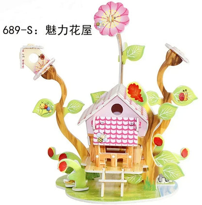 Custom Puzzle Photo Cartoon Castle Princess House 3d Puzzle Jigsaw Learning Educational Toys For Children Personalized Gift Toys