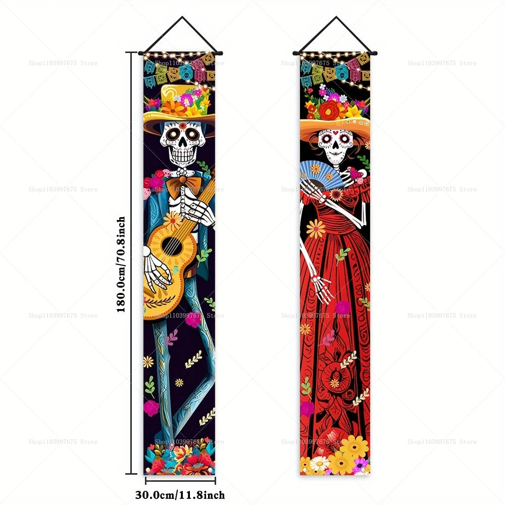 Dia De Los Muertos Porch Sign Banners Mexico Day of The Dead