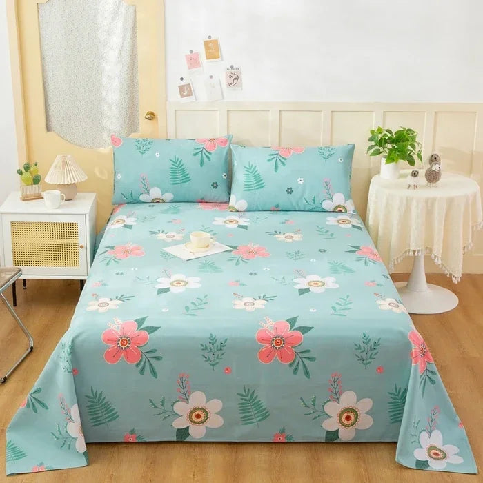 Flower Bed Sheet Set 3Pcs Cotton Thickened