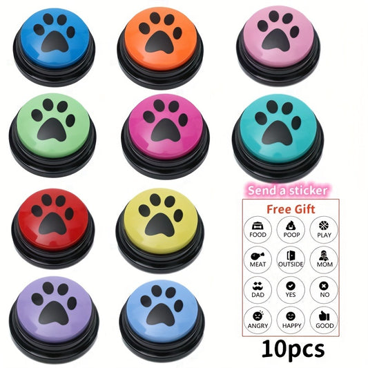 Paw Print Dog Training Buttons - 4, 8, 10 Pcs